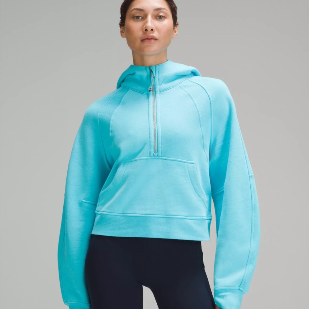 Lululemon Electric Turquoise Scuba Oversized Half-Zip Hoodie Size XS/S